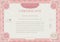 Pink official certificate. Pink guilloche border on beige background