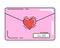 Pink old-fashioned love letter from 2000s, decorative art for trendy Y2K aesthetic, retro drawing, vector design