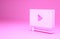 Pink Online play video icon isolated on pink background. Film strip with play sign. Minimalism concept. 3d illustration