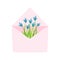 Pink open envelope with flowers