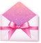 Pink open envelope with pink bow