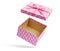 Pink open gift box, on white background. File contains a path to isolation.