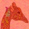 Pink-orange decorative giraffe.