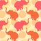 Pink orange elephant silhouette seamless pattern background illustration