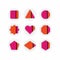 Pink and orange geometrical stripe icons set