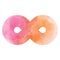 Pink-orange infinity symbol icon. Watercolor vector texture