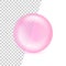 Pink orb isolated on transparent background. Glass circle with shadow. Big realistic soap bubble blue color. Round sphere for conc