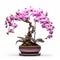 Pink Orchid Bonsai Tree: Photorealistic Composition With Graceful Curves