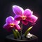 pink orchid on a dark background. 3d rendering. generative AI