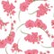 Pink orchid rococo seamless vector pattern