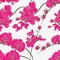 Pink orchid seamless vector pattern