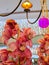 Pink Orchids Cymbidium with garland lights on the background for Valentine`s day  or Mother day or Woman day post card