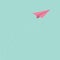 Pink origami paper plane curly dash line track in the sky Flat design