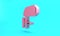 Pink Outboard boat motor icon isolated on turquoise blue background. Boat engine. Minimalism concept. 3D render