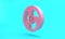 Pink Outboard boat motor icon isolated on turquoise blue background. Boat engine. Minimalism concept. 3D render