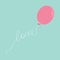 Pink oval balloon with love thread Flat design