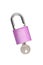 Pink Padlock with keys - lock representing security isolated on a white background
