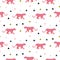 Pink panther animal seamless vector pattern.