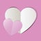 Pink paper cut heart love many Valentine`s Day.Vector holiday il