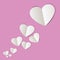 Pink paper cut heart love many Valentine`s Day. Vector holiday il