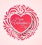 Pink Paper Heart. Valentines Day Greeting Card on