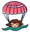 Pink parachute, illustration, vector