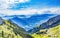 Pink Parasail Rock Cliffs Pastures Climbing Mount Pilatus Lucerne Switzerland