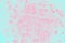 Pink pastel background, abstract delicate pink and pale aquamarine color background, confetti pattern