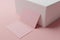 Pink pastel business card paper mockup template with blank space cover for insert company logo or personal identity on cardboard