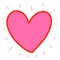 Pink pastel heart hand drawn vector illustration logo in cartoon comic style