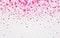 Pink pattern of random falling hearts confetti. Border design element for festive banner, greeting card, postcard, wedding