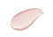 Pink peach cosmetic cream swatch smear. Color correcting concealer, makeup primer sample isolated on white