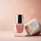 Pink or peachy nail polish or perfume. Generative AI