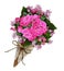 Pink peony flowers bouquet in a craft paper cornet