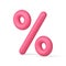Pink percentage 3d icon financial mathematical symbol realistic 3d icon template vector illustration