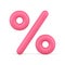 Pink percentage balloon mathematical symbol sale discount front view badge realistic 3d icon vector