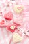 Pink Petit Fours in Heart shape