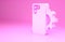 Pink Phone repair service icon isolated on pink background. Adjusting, service, setting, maintenance, repair, fixing