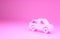 Pink Pickup truck icon isolated on pink background. Minimalism concept. 3d illustration 3D render