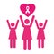 Pink pictogram women with emblem pink with symbol breast cancer