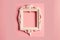 pink picture frame for insert text or image inside on pastel pink color. Generative Ai
