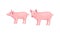 Pink Pig as Even-toed Ungulate Domestic Animal in Different Poses Vector Set