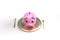 Pink pig bank plating with cutlery,3D render