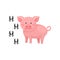 Pink pig and his footprints. Farm animal. Domestic creature. Flat vector element for children s educational flashcard