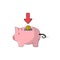 Pink pig piggy bank and gold coins save money symbol