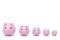 Pink piggy bank array on a white isolated background.3D illustration.