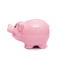 Pink piggy bank askance