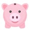 Pink Piggy Bank Flat Icon Isolated on White