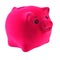 Pink piggy bank on a white