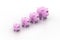 Pink piggy banks increasing in size